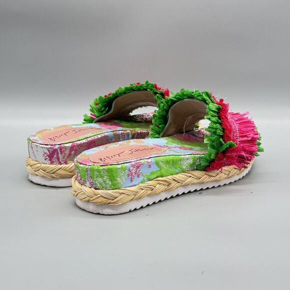 Betsey Johnson Sandals Womens 7 Multicolor Floral Fringe Espadrille Wedge Shoes - Picture 6 of 9